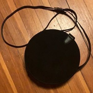Black Boohoo Round Suede Purse